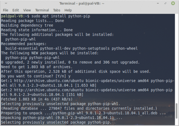 installing pip linux