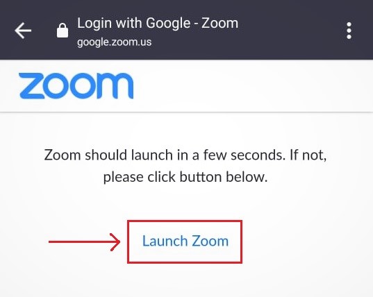 klik launch untuk meredirect anda dari browser menuju aplikasi zoom