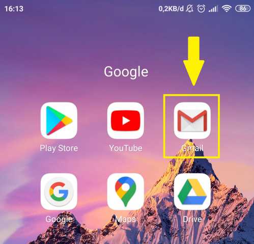 ikon aplikasi Gmail di Android