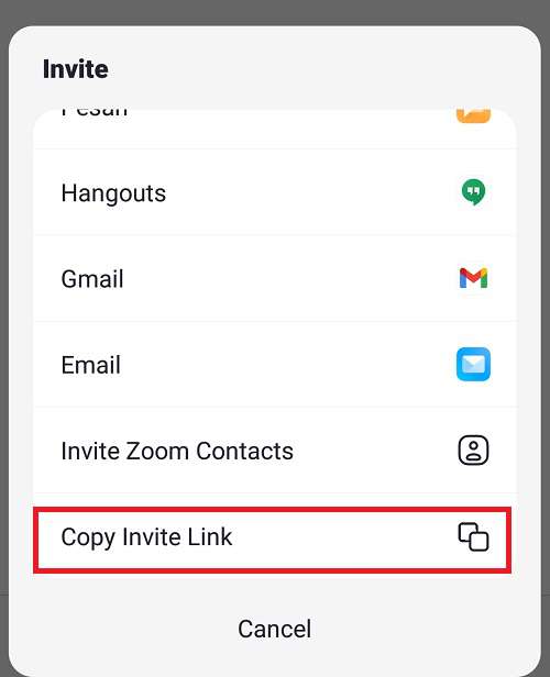 copy link invite zoom